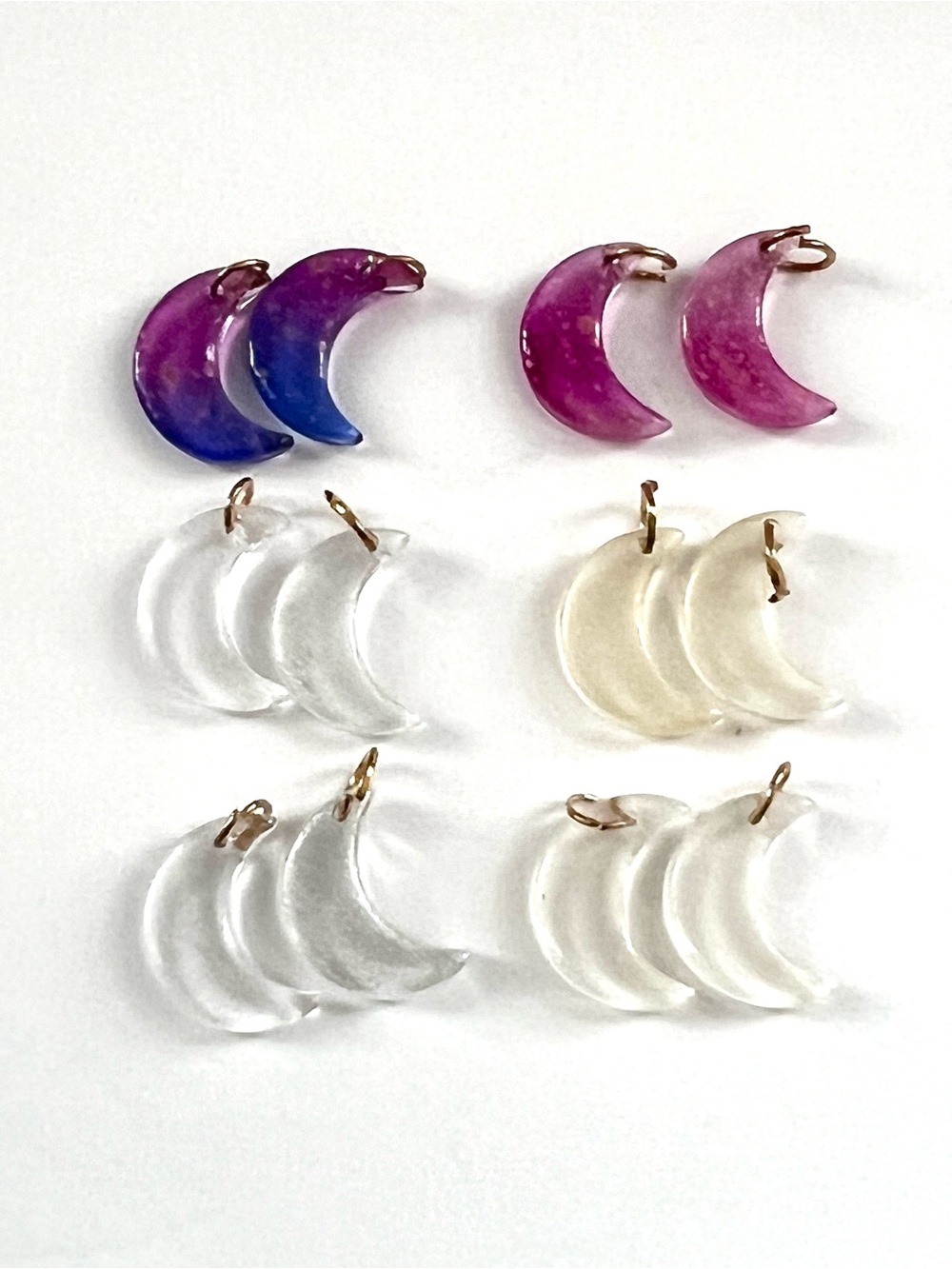 Set of 12 Luna Crescent Moon Charms | Galaxy, Frosted & Translucent Resin